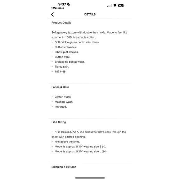 Gap Crinkle Gauze Denim Mini Dress nwt small petite summer winter fall spring - Picture 13 of 13